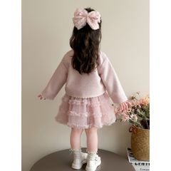 Hàng QC Set váy áo voan bồng bềnh điệu đà công chúa xinh xắn dễ thương kèm áo khoác ngoài thu đông hàn quốc cho bé gái