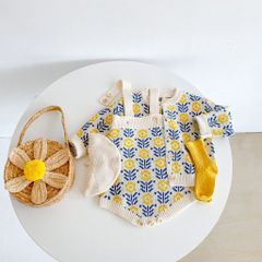 Hàng QC - Set len hoa bodysuit kèm áo khoác xinh xắn dễ thương đáng yêu phong cách hàn quốc hottrend cho bé gái thu đông