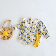 Hàng QC - Set len hoa bodysuit kèm áo khoác xinh xắn dễ thương đáng yêu phong cách hàn quốc hottrend cho bé gái thu đông
