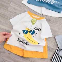 Bộ thun cotton chuối cute dễ thương đáng yêu phong cách hàn quốc mùa hè mát mẻ cho bé