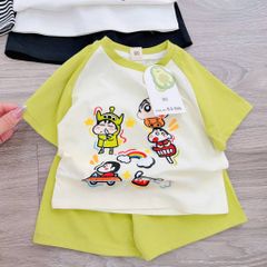 Bộ thun cotton cu shin cute dễ thương đáng yêu phong cách hàn quốc mùa hè mát mẻ cho bé