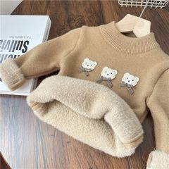 Hàng QC Áo len lót lông gấu ấm áp dày dặn xinh xắn thu đông cho bé gái dễ thương đáng yêu