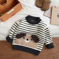 Hàng QC Áo len gấu kẻ cute đáng yêu dễ thương dày dặn vintage mùa đông cho bé trai phong cách hàn quốc