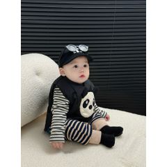 Hàng QC Set áo giữ nhiệt kèm áo gile phao trần bông gấu và quần nỉ bó chân ấm áp dày dặn cho bé trai hot hit