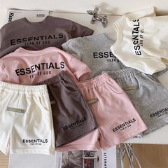 Hàng QC - Bộ thun cotton chữ Essentials mát mẻ mùa hè cho bé thời trang trẻ em
