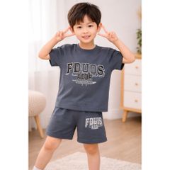 Set bộ thun cotton chữ cho bé trai mùa hè mát mẻ thoáng khí kèm ảnh thật