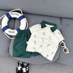 Set bộ polo cây dừa áo thun cotton quần kaki mát mẻ mùa hè mặc đi chơi đi học cho bé trai 10-20kg kèm ảnh thật