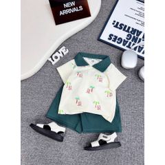 Set bộ polo cây dừa áo thun cotton quần kaki mát mẻ mùa hè mặc đi chơi đi học cho bé trai 10-20kg kèm ảnh thật