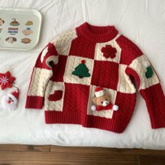 Hàng QC Set áo len noel giáng sinh xinh xắn dễ thương kèm chân váy dạ kẻ cho bé gái mùa đông mặc đi chơi