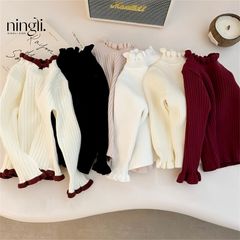 Hàng QC Áo len dài tay cổ bèo ống tay loe nhiều màu xinh xắn mặc ấm áp dày dặn mùa đông cho bé gái hot hit