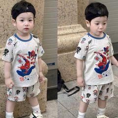 Combo 2 bộ thun cotton spiderman người nhện mát mẻ thoáng khí mùa hè siêu nhân cho bé trai