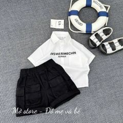 Set bộ bé trai mùa hè, áo sơ mi chữ kèm quần kaki túi hộp hottrend ảnh thật 10-30kg phong cách hàn quốc