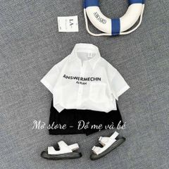 Set bộ bé trai mùa hè, áo sơ mi chữ kèm quần kaki túi hộp hottrend ảnh thật 10-30kg phong cách hàn quốc
