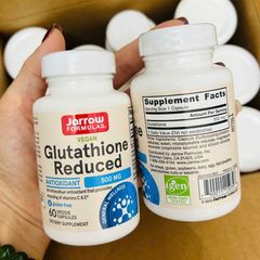 Trắng da thuần chay Jarrow Glutathione Reduced 500mg USA 60 viên