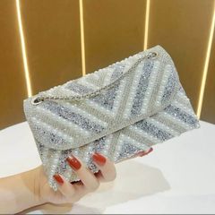 (HÀNG VIP) - Túi Vuông Nhỏ Phong Cách Pháp Cổ Điển Đính Đá Lấp Lánh, Túi Đeo Chéo, Thiết Kế Cao Cấp