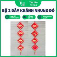 Bộ 2 dây khánh nhung đỏ treo tết size to (TH143)