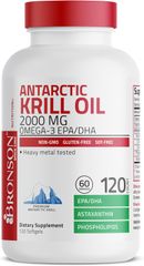 Viên dầu nhuyễn thể Bronson Antarctic Krill Oil 2000mg Omega-3 EPA/DHA - Tốt cho sức khỏe tim mạch và đẹp da, không biến đổi gen