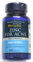 Viên kẽm hỗ trợ chăm sóc mụn Zinc for Acne Puritan's Pride 100 viên của Mỹ - Cải thiện tình trạng mụn và làm sạch da hiệu quả