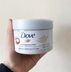 Tẩy Tế Bào Chết Toàn Thân Dove Exfoliating Body Polish Chiết Xuất Macca và Sữa Gạo - Làm Sạch, Dưỡng Ẩm, Da Mịn Màng