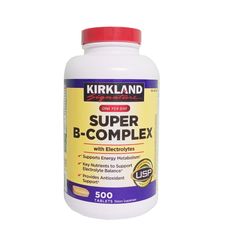 Vitamin B tổng hợp Super B-Complex Kirkland 500 viên - Tăng cường sức khỏe, hỗ trợ năng lượng và giảm căng thẳng hiệu quả