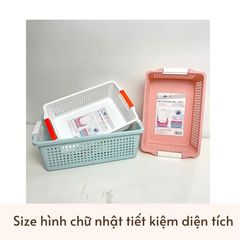 Rổ nhựa chữ nhật có tay cầm Việt Nhật (Màu ngẫu nhiên) (TH172)