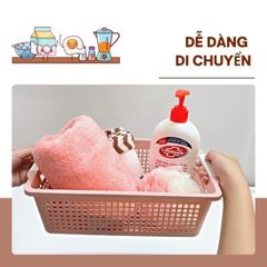 Rổ nhựa chữ nhật có tay cầm Việt Nhật (Màu ngẫu nhiên) (TH172)