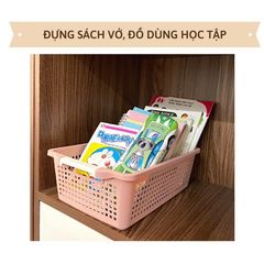 Rổ nhựa chữ nhật có tay cầm Việt Nhật (Màu ngẫu nhiên) (TH172)