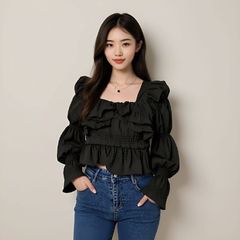 Hàng QC - Áo croptop bèo bồng xòe xinh xắn dễ thương cho nữ