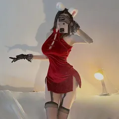 Sườn xám nhung cosplay hóa trang cổ trang trung quốc kèm quần lót nữ