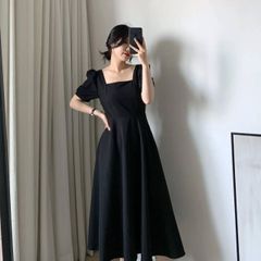 Váy Xòe Tay Bồng Công Chúa Đen Thời Trang Phong Cách Hàn Quốc Xuân Hè