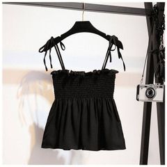 Áo hai dây buộc nơ dáng xòe điệu đà xinh xắn ulzzang hàn quốc mặc đi chơi mùa hè cho nữ