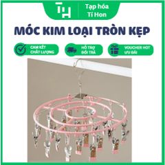Móc kim loại tròn kẹp phơi đồ 20 kẹp chịu lực 10kg (TH180)