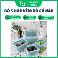 Bộ 5 hộp kèm rổ có nắp hút chân không (TH188)