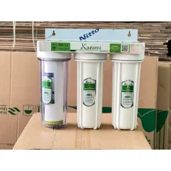 Bộ lọc nước sinh hoạt 3 cốc lọc đầy đủ giá đỡ và tay vặn