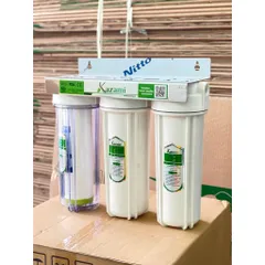 Bộ lọc nước sinh hoạt 3 cốc lọc đầy đủ giá đỡ và tay vặn