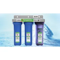 Bộ 3 cốc lọc nước đầu nguồn Kangaroo 10 inch 3 lõi lọc bỏ các chất bẩn, rỉ sét.