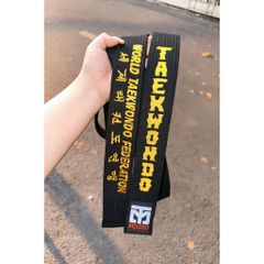 Đai Đen Taekwondo MOOTO World Taekwondo Federation - Thêu Cơ Bản Sắc Nét