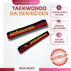 [ Thêu Tên 7-15 ngày ] Đai Đen Taekwondo Thêu Tên Theo Yêu Cầu Custom Đai