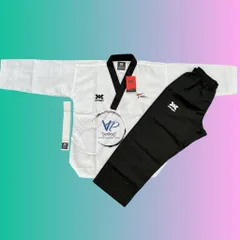 VÕ PHỤC QUYỀN TAEKWONDO KWON CHẤT VẢI SỌC CHUẨN ĐẸP, THÍCH HỢP VỚI CÁC VẬN ĐỘNG VIÊN TAEKWONDO
