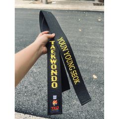 [ Thêu Tên 7-15 ngày ] Đai Đen Taekwondo Thêu Tên Theo Yêu Cầu Custom Đai