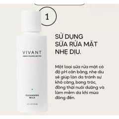 💗 Vivant Cleansing Milk Gentle Non Drying Cleanser Sữa Rửa Mặt Dưỡng Ẩm, Làm Dịu Da, Chống Oxy Hóa, Giảm Mụn