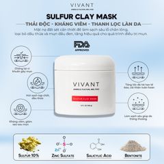 💗 Vivant Mặt Nạ Đất Sét Sulfur Clay Mask Giảm Mụn, Thải Độc Detox Da, Làm Sạch Sâu, Giảm Dầu Nhờn, Tái Tạo Da