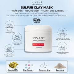 💗 Vivant Mặt Nạ Đất Sét Sulfur Clay Mask Giảm Mụn, Thải Độc Detox Da, Làm Sạch Sâu, Giảm Dầu Nhờn, Tái Tạo Da