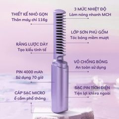 Máy uốn tóc mini không dây, lược chải tóc thẳng (TH244)