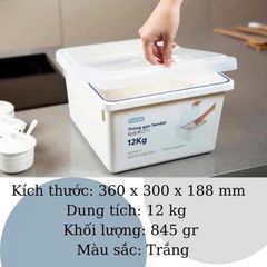 Thùng gạo Sendai Inochi 12kg Tặng kèm ly múc gạo (TH246)