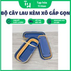 Bộ Cây Lau Kèm Xô Gấp Gọn Silicon Tặng Kèm 2 Bông Lau (TH247)