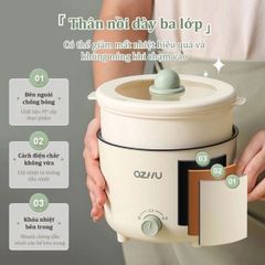 Nồi lẩu điện mini OZHU có lồng hấp cao cấp (TH252)