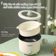Nồi lẩu điện mini OZHU có lồng hấp cao cấp (TH252)