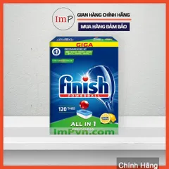 Combo Viên rửa bát Finish Hộp All in one (120 viên hoặc 90 viên), Muối 1.5kg, Nước làm bóng 800ml  - ImP