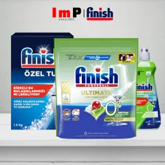 Combo Viên rửa bát Finish Eco 0%, nước làm bóng Finish Eco 0% và muối rửa bát Finish (Bộ viên rửa bát hữu cơ)